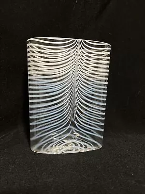 Buy KOSTA BODA Bertil Vallien Glass Vase Stripes Opalescent Blue Signed Hand Blown • 60.62£