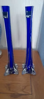 Buy Leonardo Pair Of Royal Blue Glass Candlesticks Unused. • 8£