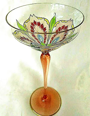 Buy A Tall Theresienthal Art Nouveau Enamelled Flower Form Champagne Glass. C1905 • 195£