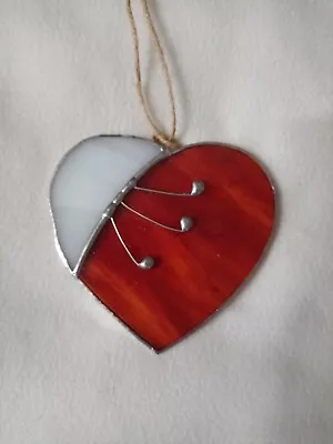 Buy Heart Stained Glass Light Catcher - White And Red • 6£