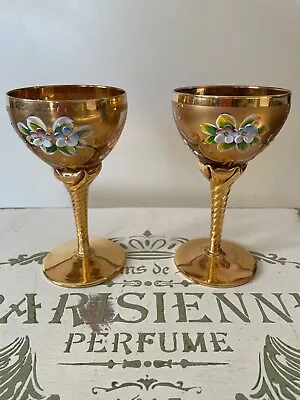 Buy Vintage Venetian / Bohemian  24K Gold Plated Champagne Saucers/Glasses • 34.99£