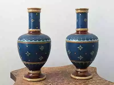Buy Stunning Rare Antique Mettlach Villeroy & Boch Pair Of Vases 1909 • 75£