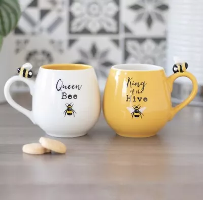 Buy Bee Happy King And Queen Couples Mug Gift Set Valentines Day Present • 17.99£