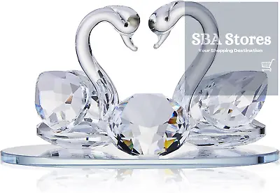 Buy London Boutique Crystal Swan Wedding For Couple Clear Figurine Ornaments For Set • 19.96£