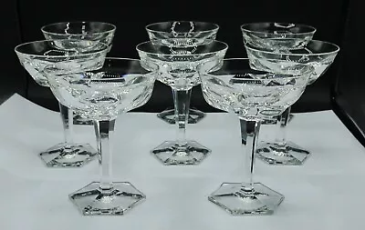Buy Czech POPE Moser Bohemian Cut Crystal Champagne Glasses Set Of 8, Ca 1925 • 707.59£