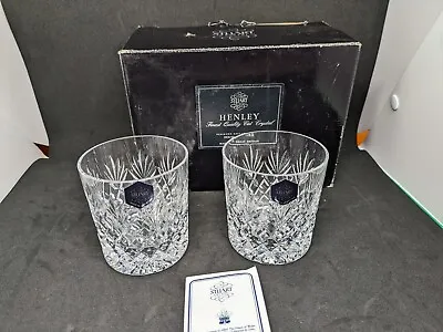 Buy Pair Of Stuart Crystal HENLEY Whiskey Tumblers, Boxed Signed 85mm Tall, 75mm Dia • 30£