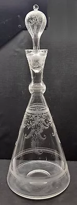 Buy Antique Fine Needle Etched Glass Decanter - Perfect Condition • 10£