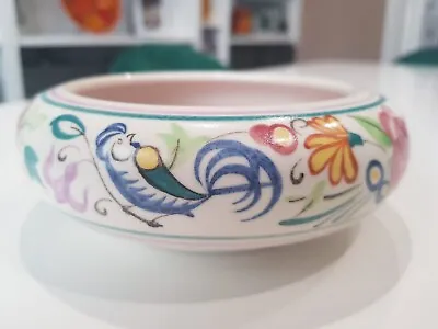 Buy Vintage Traditional Poole Pottery Bowl LE Floral Bird Pattern Shape Number 221 • 15£