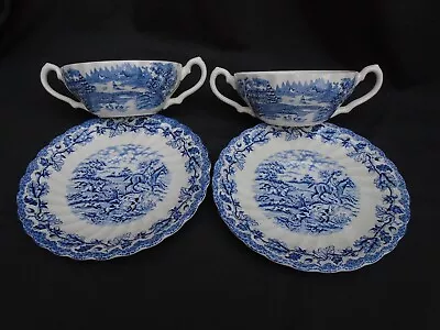 Buy Vintage Myott, Son + Co Matched Soup Coupe And Saucer Set X2 • 12.95£