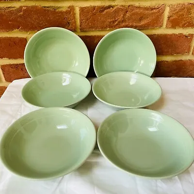 Buy Vintage Wood's Ware Beryl Green Oatmeal Cereal Bowls X 6. Utility 16.5cm • 24£
