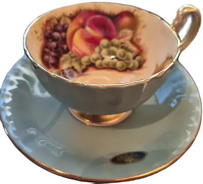 Buy AYNSLEY.  Fruit Orchard Sage Green Tea Cup + Saucer Vintage Bone China C/115 • 22.99£