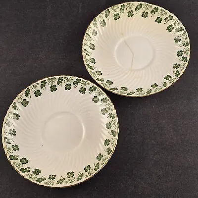 Buy Two Cup Saucers Original Shamrock Pattern Tuscan Fine English Bone China 1907 • 14.34£