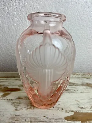 Buy Art Deco Pink Satin Calla Lily Glass Vase 9”Tall From Cristallin, Italy • 61.52£