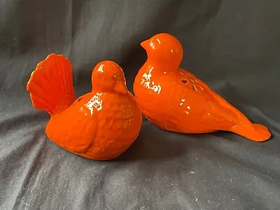 Buy Vintage Bitossi Italy Pair Of Pigeons In Beautiful Orange Color . Marked Bottom • 113.33£