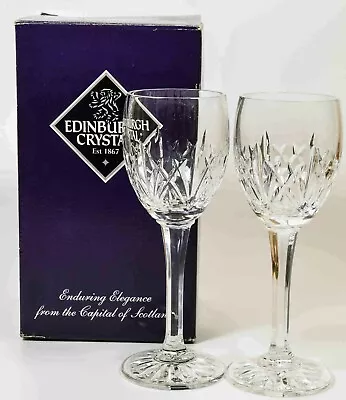 Buy Lovely Pair Of Edinburgh Cut Crystal Drinking Glasses Mint In Box Unused • 38.99£