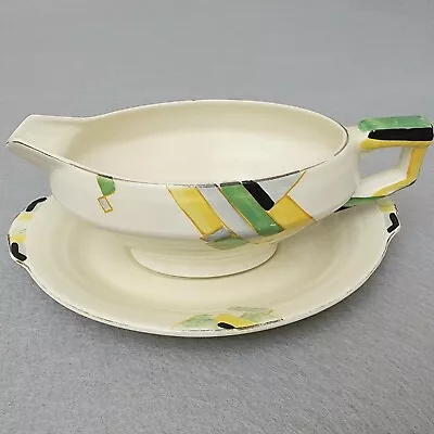Buy VINTAGE Grindley Dumas Gravy Boat And Saucer Art Deco Hand Painted England • 38.12£