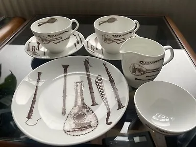 Buy Queensberry Tableware Fine Bone China Tea Set Musical Instruments Theme 7 Pieces • 25£