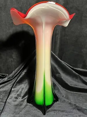 Buy Art Glass MURANO Jack-In-Pulpit Vase, 14.5” Tulip, Trumpet Vase GORGEOUS! • 114.30£