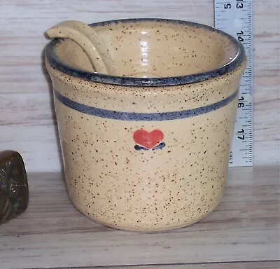 Buy Local Artist Stoneware Pottery Ice Crock & Dip Bowl Country Hearts • 5.22£