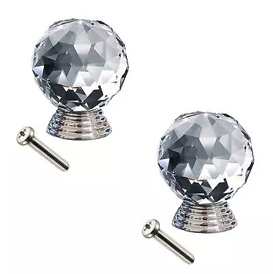 Buy Crystal Effect Facetted Glass Ball Door Cabinet Knob On Chrome Base Pull Handle • 4.49£