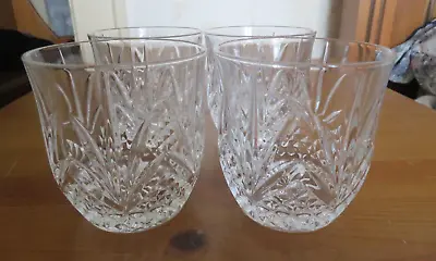 Buy Set Of 4 Vintage Retro Lead Crystal Cut Whisky Glasses • 19.99£