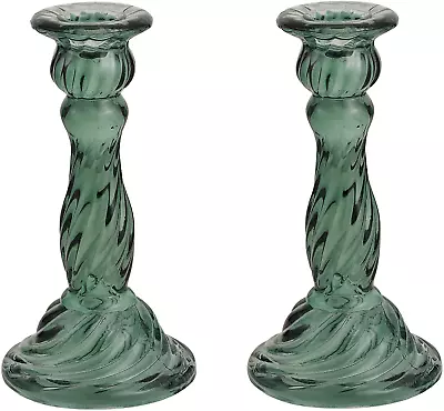 Buy Glass Candle Holder Colored Taper Candlestick Holders Decorative Candle Sticks 2 • 48.28£