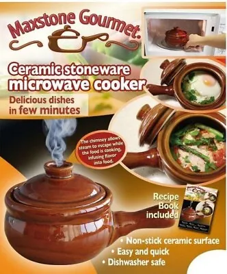 Buy MG Microwave Ceramic Stone Bakeware Pot Dish | Non-Stick Stoneware Easy Cooker • 2.95£