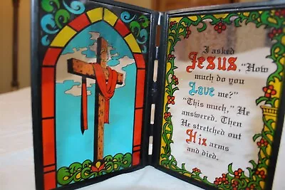 Buy Standing Stained Glass Light Catchers Lot Of 4 Different Religious Sayings • 20.31£