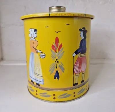 Buy Quimper Yellow Biscuit Tin Round France Country • 14.99£