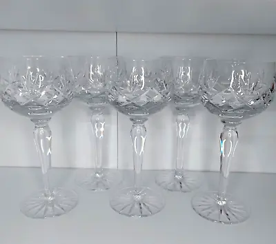 Buy Vintage Crystal Hock Cut Glass Tall Wine Set Of 5 Similar To Thomas Webb Regency • 50£
