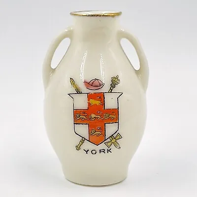 Buy Vintage The Corona Crested China Heraldic Souvenir - Model Of Vase - York Crest • 8£
