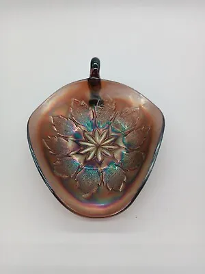 Buy Decorative Amethyst Carnival Glass Nappy Spade Leaf Bowl...Circa 1910 • 47.34£