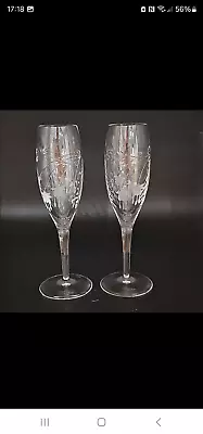 Buy Rare Royal Doulton Falling Stars Pair Of Crystal Champagne Flutes • 99.99£