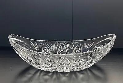 Buy Stunning Vintage  Heavy Crystal Cut Glass Oval Boat Shaped Bowl.   • 13£