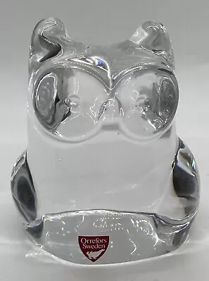Buy Vintage Orrefors Sweden Clear Crystal Owl Paperweight Figurine Signed • 30.18£