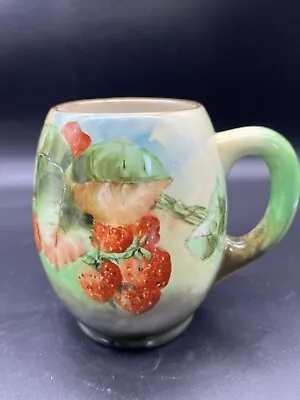 Buy Antique Hand Painted Belleek Strawberry Mug/Tankard 4.75  Tall 24oz • 25.07£