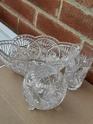 Buy 3x American Crystal Cut Pinwheel And Star Glass Collector Ornaments, Excel Cond • 25.99£
