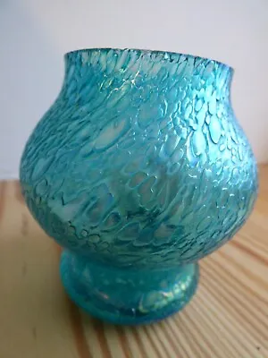 Buy Heron Glass Beautiful Turquoise Blue Iridescent Posy Vase 8.5cm • 14.50£