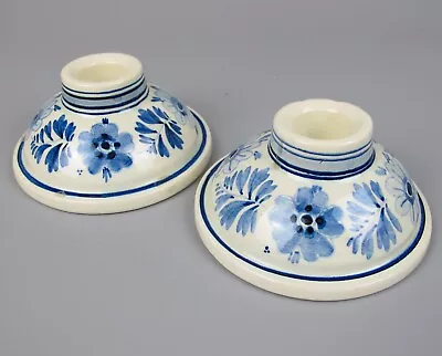 Buy Delft Pottery Candle Holders X 2. Hand Painted Blue Pair. Vintage. Holland. • 29.99£