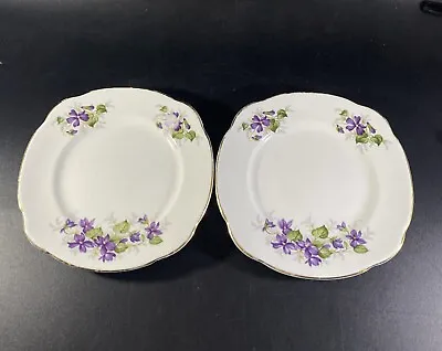 Buy 2 X  Duchess Bone China Violets Tea Side Plate 15.5cm Square • 5£