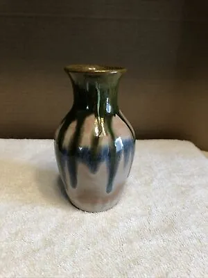 Buy Small Glazed Signed Pottery Vase Planter • 12.45£