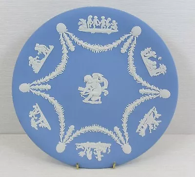 Buy Wedgwood Blue Jasper Ware Large Cupid Plate In Excellent Condition • 14.95£