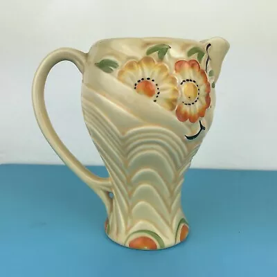 Buy Wade England Ceramic Jug / Vase Pattern 406  Ex Con Height 14 Cm Orange Flowers • 14.99£
