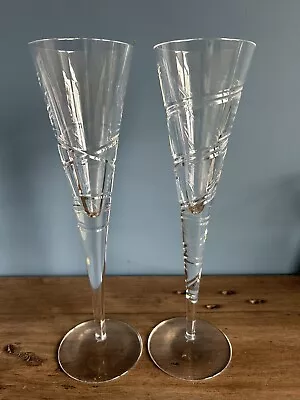 Buy Shannon Crystal Godinger ?? Spiral Cut Pattern Champagne Flutes Very Waterford • 19.99£