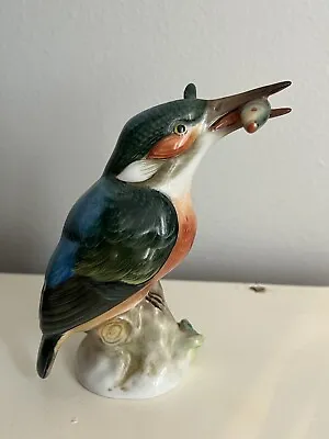 Buy HEREND HUNGARY VINTAGE Hand Painted King Fisherman Porcelain Bird • 168.90£