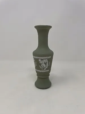Buy Vintage Avon Imitation Wedgewood Jasperware Bud Vase Green Frosted Glass 5.5” • 5.69£