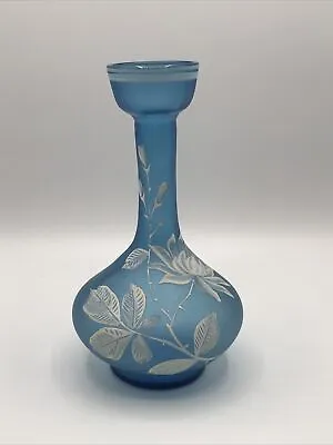 Buy Antique Thomas Webb ? Art Glass Blue Floral Bohemian Florentine Cameo Glass Vase • 48.20£