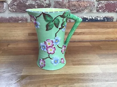 Buy Vintage Pretty 1930s Malins England Pottery Apple Blossom Jug Vase Green • 18.50£