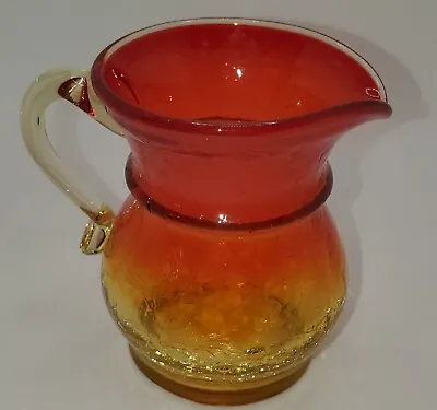 Buy Kanawha Crackle Glass Amberina Pitcher In Perfect Condition 3.75 Inches • 11.06£