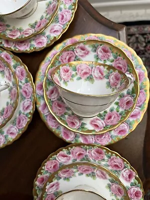 Buy Beautiful Antique Pink Roses Tuscan Fine China Tea Set 30 Pieces • 102£